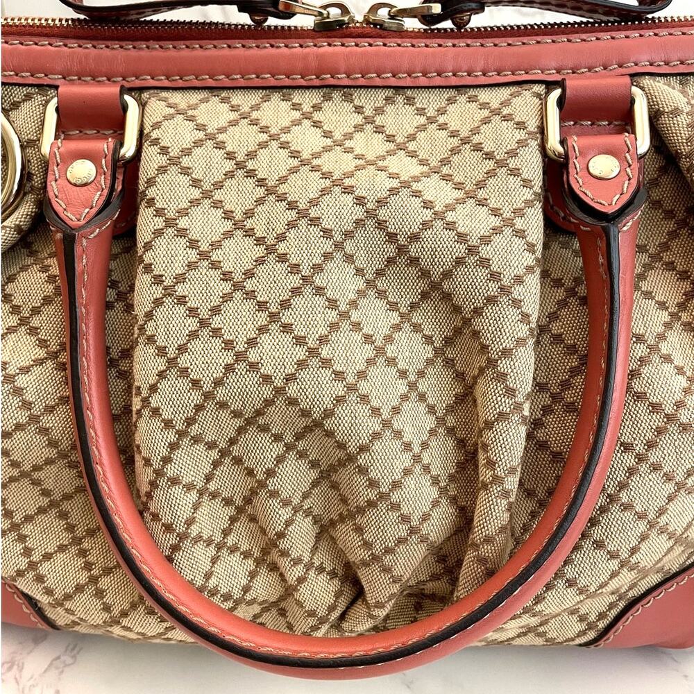Gucci Diamante Canvas Sukey 2-Way Leather Trim Satchel/Top Handle Bag EUC - Picture 17 of 17